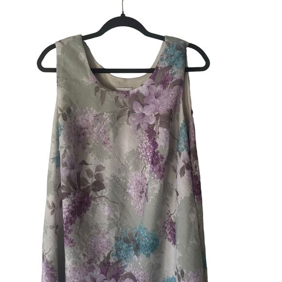 K Woman Petite Vintage 90s 16WP Floral Fairy Cottage Green Purple Maxi Dress - Picture 2 of 9